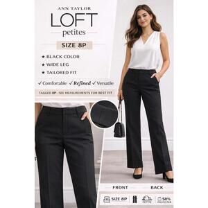 Black Wide Leg Dress Pants for Women Loft Size 8P